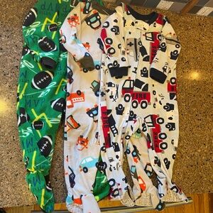 Kids One-Piece Fleece Sleepers - Vehicles & Sports Prints